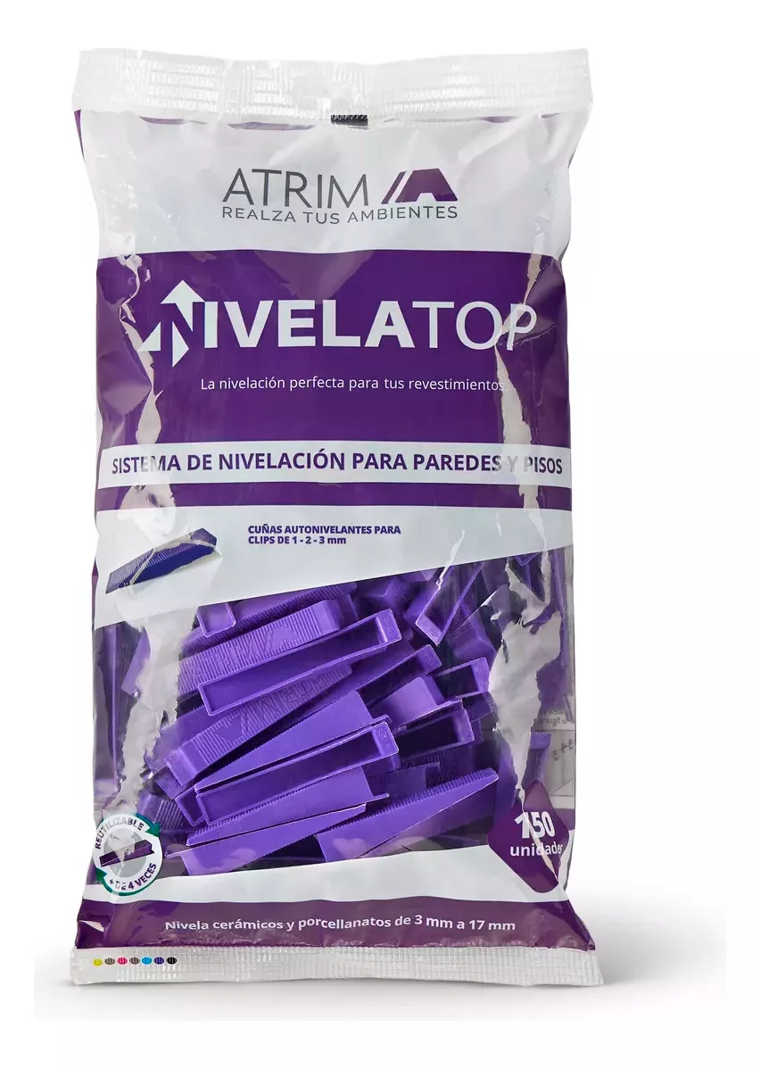 KIT NIVELATOP: 1 CUÑA PAQX100PCS+4 NIVEL 3MM PAQX100PCS+1 PINZA METALICA ATRIM REG5194 - Image 2