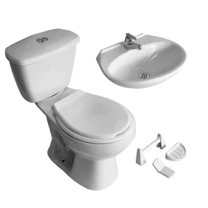 SANITARIO ANDINO BLANCO + ACCESORIOS 3PZ ROMA (TAZA+TANQUE C/G+CUBIERTA+ACC 3PZ)