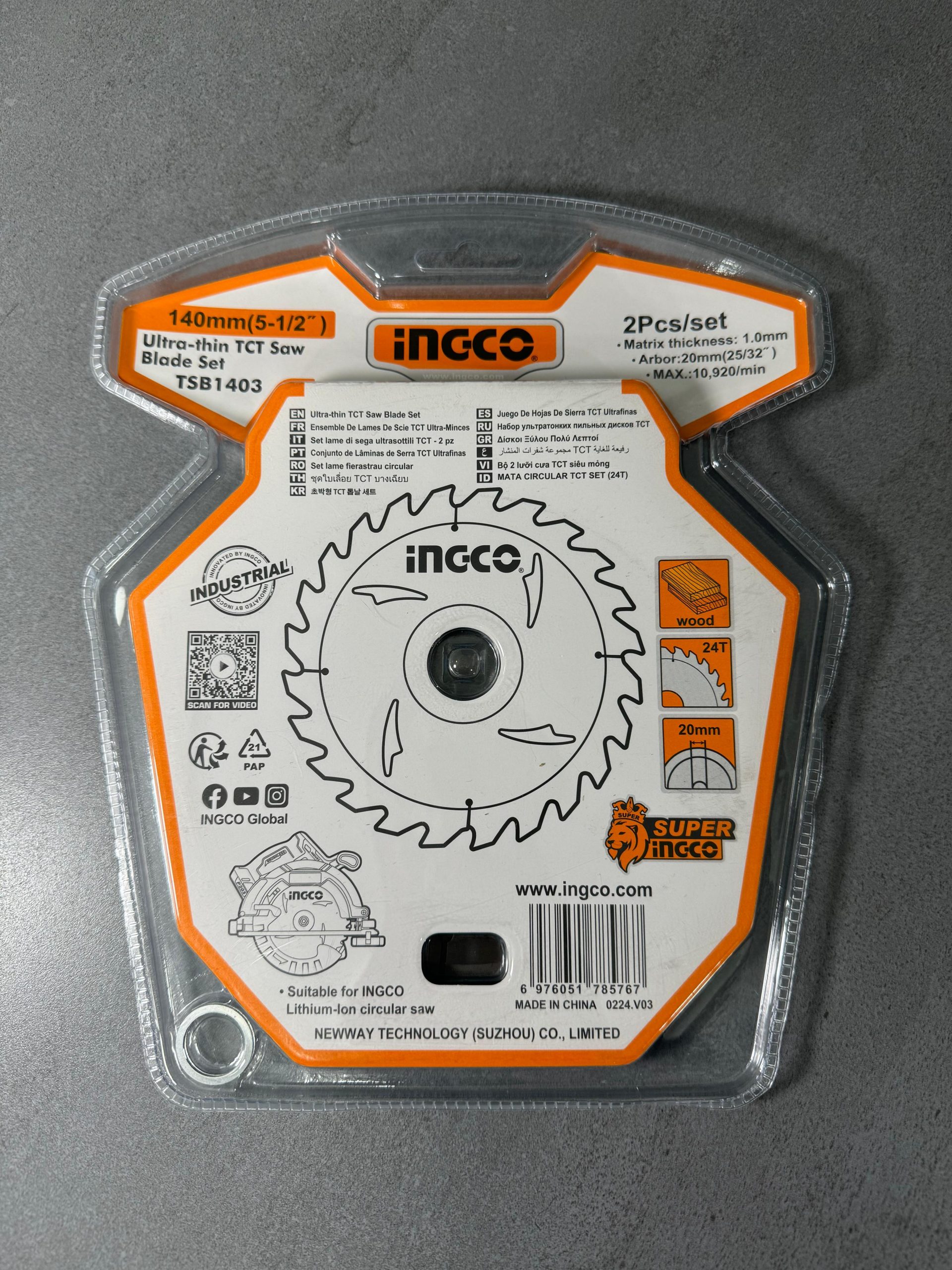 SET DISCO SIERRA MADERA 5 1/2 140MM 24D 2PCS IND TSB1403 INGCO - Image 2
